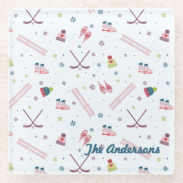 Bezaubernde Wintersportarten Glasuntersetzer