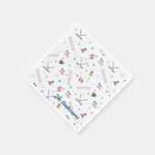 Bezaubernde Wintersportarten pink blau Serviette (Ecke)