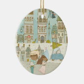 Bezaubernde Winterstadtlandschaft Keramik Ornament (Rechts)