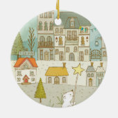 Bezaubernde Winterstadtlandschaft Keramik Ornament (Hinten)