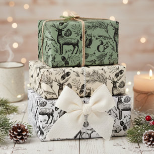 Bezaubernde Winterwaldtiere Xmas handGezeichnet Geschenkpapier Set