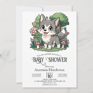 Bezaubernde Wolf Baby Dusche Digital Einladung