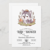 Bezaubernde Wolf Baby-Dusche Einladung (Vorne/Hinten)