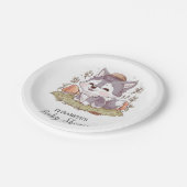 Bezaubernde Wolf Baby-Dusche Pappteller (Schrägansicht)