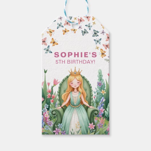 Bezaubernde Woodland Prinzessin Birthday Geschenkanhänger (Vorderseite)