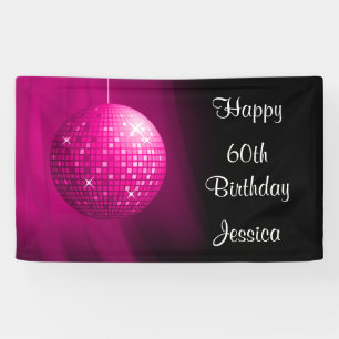 Bezaubernder 60. Geburtstags-rosa Party-Disco-Ball Banner