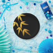 Bezaubernder Bambus verlässt Schwarzes der Pappteller (Party)