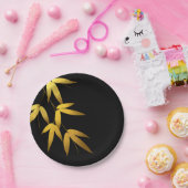 Bezaubernder Bambus verlässt Schwarzes der Pappteller (Party)