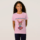 Bezaubernder Cartoon Bunny im farbenfrohen Kleid T-Shirt (Vorne ganz)