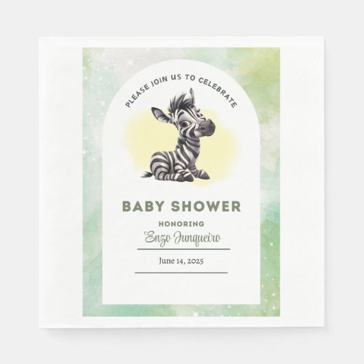 Bezaubernder Cartoon Zebra Baby Duschpapier Napkin Serviette (Vorderseite)