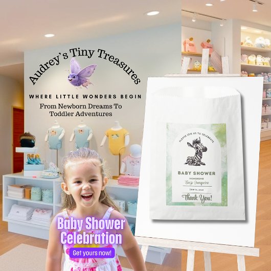 Bezaubernder Cartoon Zebra Babydusche Geschenktütchen