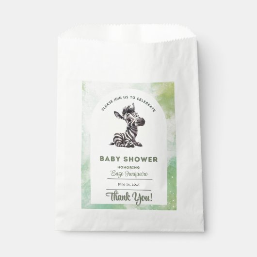 Bezaubernder Cartoon Zebra Babydusche Geschenktütchen (Vorderseite)