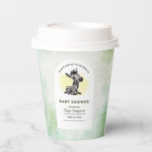 Bezaubernder Cartoon Zebra Babydusche Pappbecher (Vorderseite)