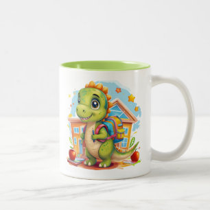Bezaubernder Dinosaurier mit Rucksack Zweifarbige Tasse