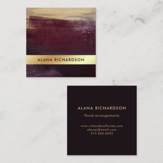 Bezaubernder dunkler Lila und Imitat-Goldblick Quadratische Visitenkarte (Vorne/Hinten)