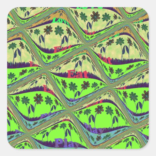 Bezaubernder eklektischer Garten Schachbrettblumen Quadratischer Aufkleber (Vorderseite)