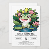 Bezaubernder farbiger Frosch Digitaler Geburtstag Einladung (Vorne/Hinten)