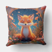 Bezaubernder Fuchs inmitten eines Fantasy-Waldes Kissen (Rückseite)