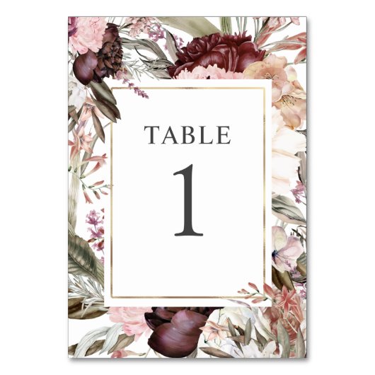 Bezaubernder Garten Elegant Boho Tischnummer (Rückseite)