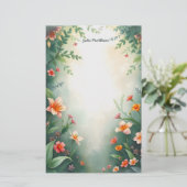 Bezaubernder Garten mit lebhaften Blumen Briefpapier (Stehend Vorderseite)