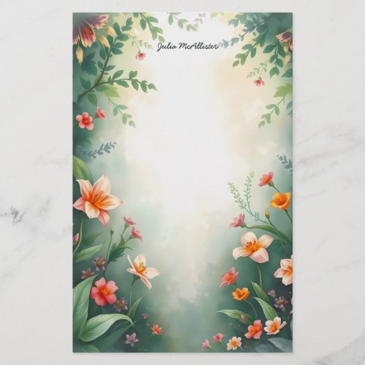 Bezaubernder Garten mit lebhaften Blumen Briefpapier (Vorderseite)