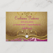 Bezaubernder goldener rosa Damast 311 Visitenkarte (Rückseite)