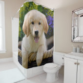 Bezaubernder Goldie Hundewelpen-Duschvorhang Duschvorhang (Beispiel)