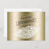 Bezaubernder GoldlippenSave the Date eleganter Ankündigungspostkarte (Vorne/Hinten)