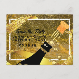 Bezaubernder Goldschwarz-Save the Date Ankündigungspostkarte