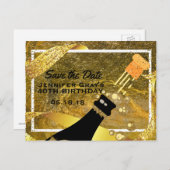 Bezaubernder Goldschwarz-Save the Date Ankündigungspostkarte (Vorne/Hinten)