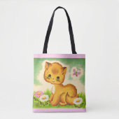 bezaubernder grüner mit Augen Kätzchenprint Tasche (Vorderseite)