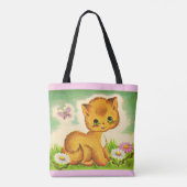 bezaubernder grüner mit Augen Kätzchenprint Tasche (Rückseite)