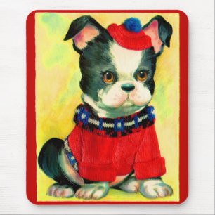 bezaubernder Hund in Hut und Pullover Mousepad