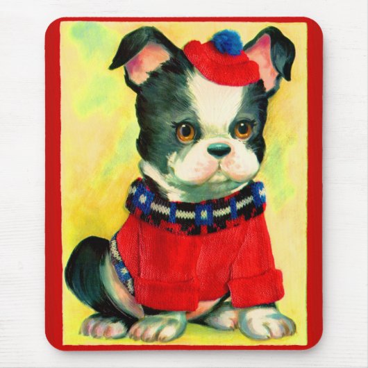 bezaubernder Hund in Hut und Pullover Mousepad (Vorne)
