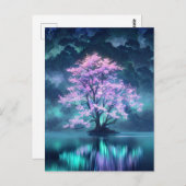 Bezaubernder Lila Baum am Friedlichen See Postkarte (Vorne/Hinten)