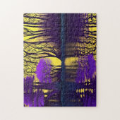 Bezaubernder Lila Wald am See Puzzle (Vertikal)