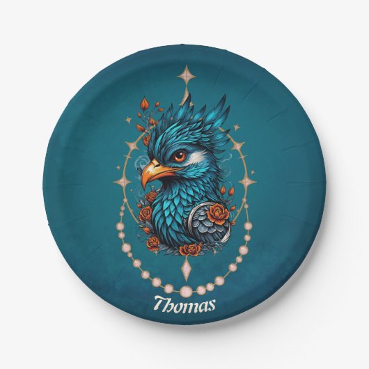 Bezaubernder majestätischer Blauvogel. Pappteller (Vorderseite)