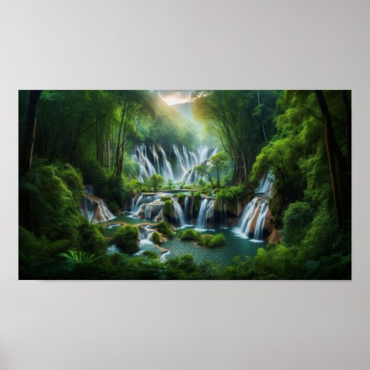 Bezaubernder mehrschichtiger Wasserfall Poster (Vorne)