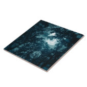 Bezaubernder Nachtwald mit Vollmond Fliese (Seite)