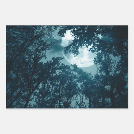 Bezaubernder Nachtwald mit Vollmond Geschenkpapier Set (Vorderseite 3)