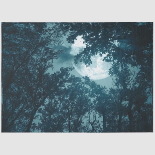 Bezaubernder Nachtwald mit Vollmond Seidenpapier (Vorderseite)