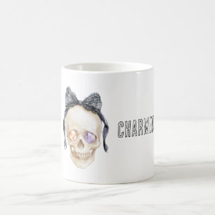 Bezaubernder Orange Lila Juwelen Totenkopf Schwarz Kaffeetasse