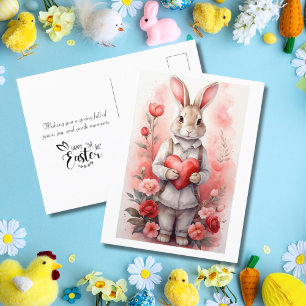 Bezaubernder Osterhase im Rosengarten Feiertagspostkarte