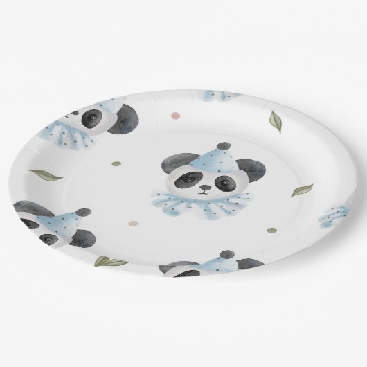 Bezaubernder Panda Bär Rustikale Teller (Schrägansicht)