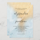 Bezaubernder Pastellblau-und Goldmarmor-Blick Einladung (Vorne/Hinten)