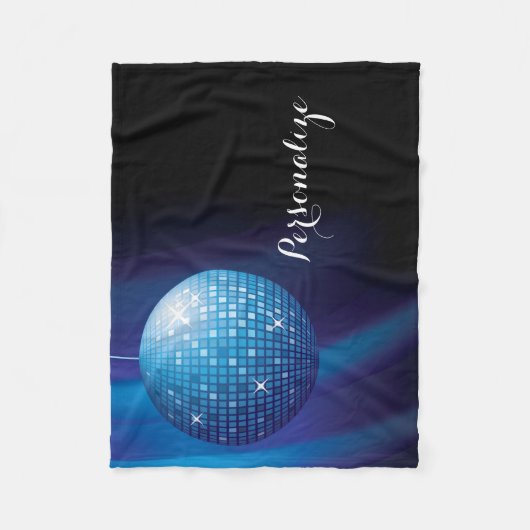 Bezaubernder personalisierter blauer Disco-Ball Fleecedecke (Vorderseite)