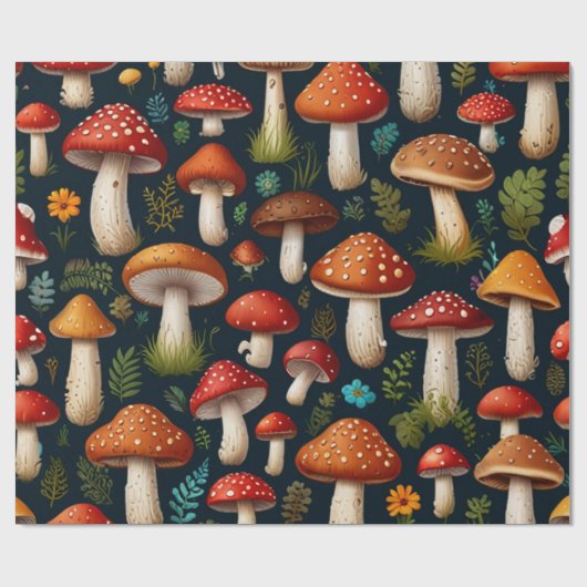 Bezaubernder Pilzwald Geschenkpapier (Flach)