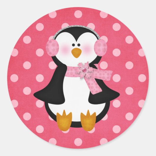 bezaubernder Pinguin Runder Aufkleber (Vorderseite)
