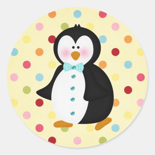 bezaubernder Pinguin Runder Aufkleber (Vorderseite)