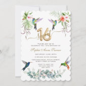 Bezaubernder Pink-Hibiskus Humming-Vögel Süß 16 Einladung (Vorderseite)